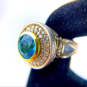 Andrea Candela Diamond & Blue Topaz Sterling Ring